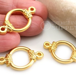 Gold Hoop Connectors, Gold Loop Connector, Loop Connector, Gold Connector, Gold Components, 22k Gold Plated, Jewelry Findings, 4 pc
