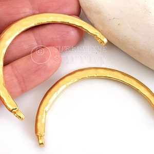 Large Hammered Bar Bracelet Blank, Gold Bracelet Finding, Bracelet Connector
