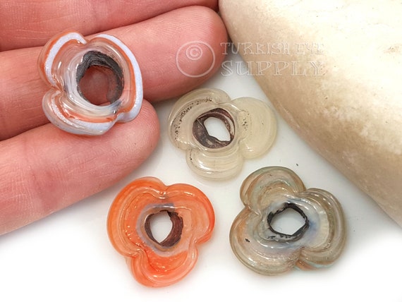 Multicolour Glass Flower Beads, Handmade Murano Glass Beads, Glass Macrame Beads, Rustic Artisan Glass Beads