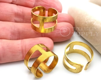 Adjustable Brass Rings, Raw Brass Ring Blanks, Brass Ring Setting, Brass Ring Base, 6 pc