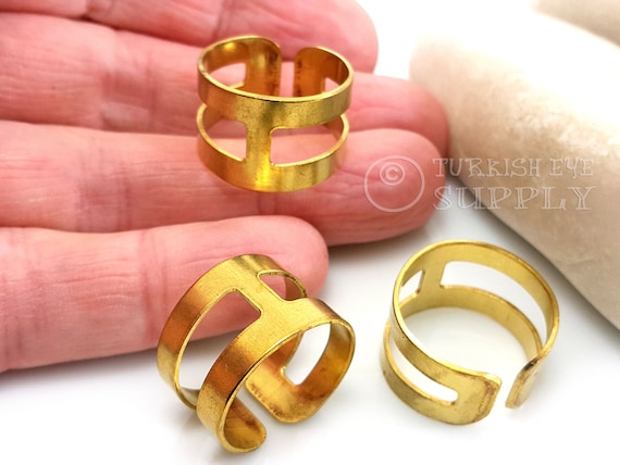 Adjustable Brass Rings, Raw Brass Ring Blanks, Brass Ring Setting, Brass  Ring Base, 6 pc