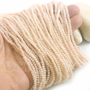 2mm Cream AB Crystal Beads, Faceted Crystal Rondelle Spacer Bead Strands