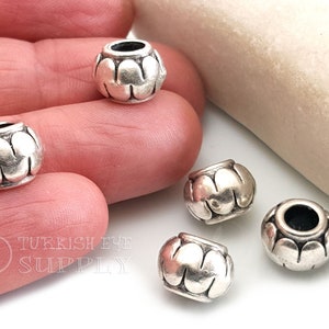 Large Silver Beads, Ball Spacer Beads, Silver Plated Beads, Tribal Beads, Bali Beads, Tibetan Beads, Spacer Findings, Large Hole Beads, 4pc
