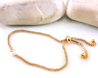 Adjustable Slider Chain Bracelet Blank, Gold Bracelet Blank, Sliding Bracelet, Semi Finished Bracelet Blanks, Gold Bracelet Connector, 1pc