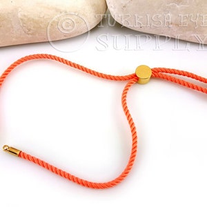 Cord Bracelet Blank, Orange Adjustable Bracelet Blank, Sliding Gold Clasp, Friendship Bracelet Blank, Cord Bracelet Connector, 2mm