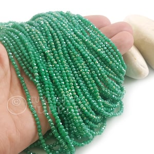 2mm Pine Green AB Crystal Beads, Faceted Crystal Rondelle Spacer Bead Strands