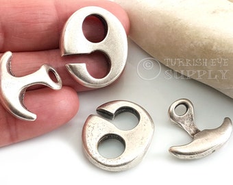 Silver Hook Clasps, Silver Plated Bracelet Clasp, Bracelet Findings, Leather Findings, Hook And Eye Clasp for Leather Bracelet, 2 Sets