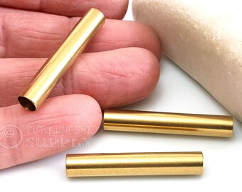Raw Brass Tube, Brass Tube Spacers, 6x35mm, Brass Tube Beads, Industrial Long Tube, Raw Brass Jewelry Findings, 8pc