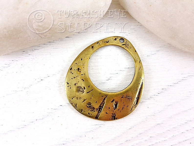 Rustic Loop Pendant Hammered Loop Pendant Bronze Plated 1Pc Bronze Teardrop Pendant Jewelry Component Hammered Oval Loop Pendant