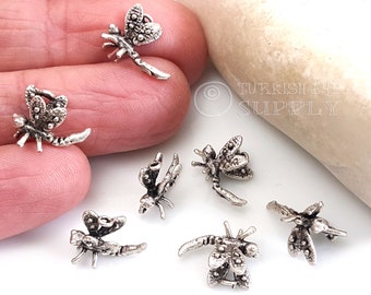 Silver Dragonfly Charms, Mini Dragonfly Charms, insect Charms, Mini Dragonfly Pendant, Dragonfly Findings, Silver Plated Findings, 5Pc