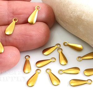 Brass Drop Charm, Brass Teardrop Charms, Mini Teardrop Charms, Raw Brass Earring Charms, Teardrop Blanks, Raw Brass Findings, 100pc