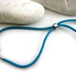 Cord Bracelet Blank, Turquoise Adjustable Bracelet Blank, Sliding Silver Clasp, Friendship Bracelet Blank, Cord Bracelet Connector, 3mm