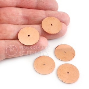 20mm Copper Round Disc Charms, Raw Copper Middle Hole Disc Blanks,  Stamping Tags, Copper Coin Earring Findings, 6pc