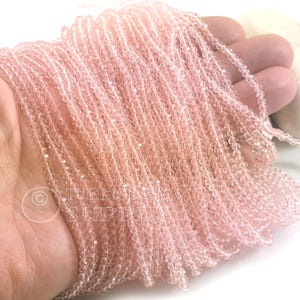 2mm Pale Pink Crystal Beads, Faceted Crystal Rondelle Spacer Bead Strands