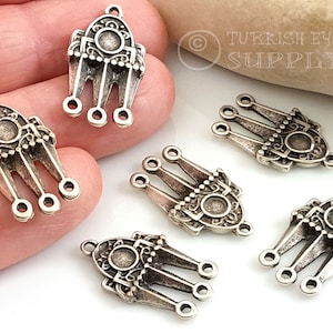 Tribal Multi Loop Charms, Silver Chandelier Earring Charms, Connectors, Silver Earring Findings, 3Pc