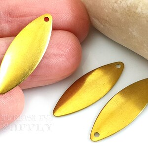 Brass Marquise Charms, Large Marquise Charms, Brass Earring Findings, 9x27mm Raw Brass Marquise Charms, Raw Brass Jewelry Findings, 30 Pc