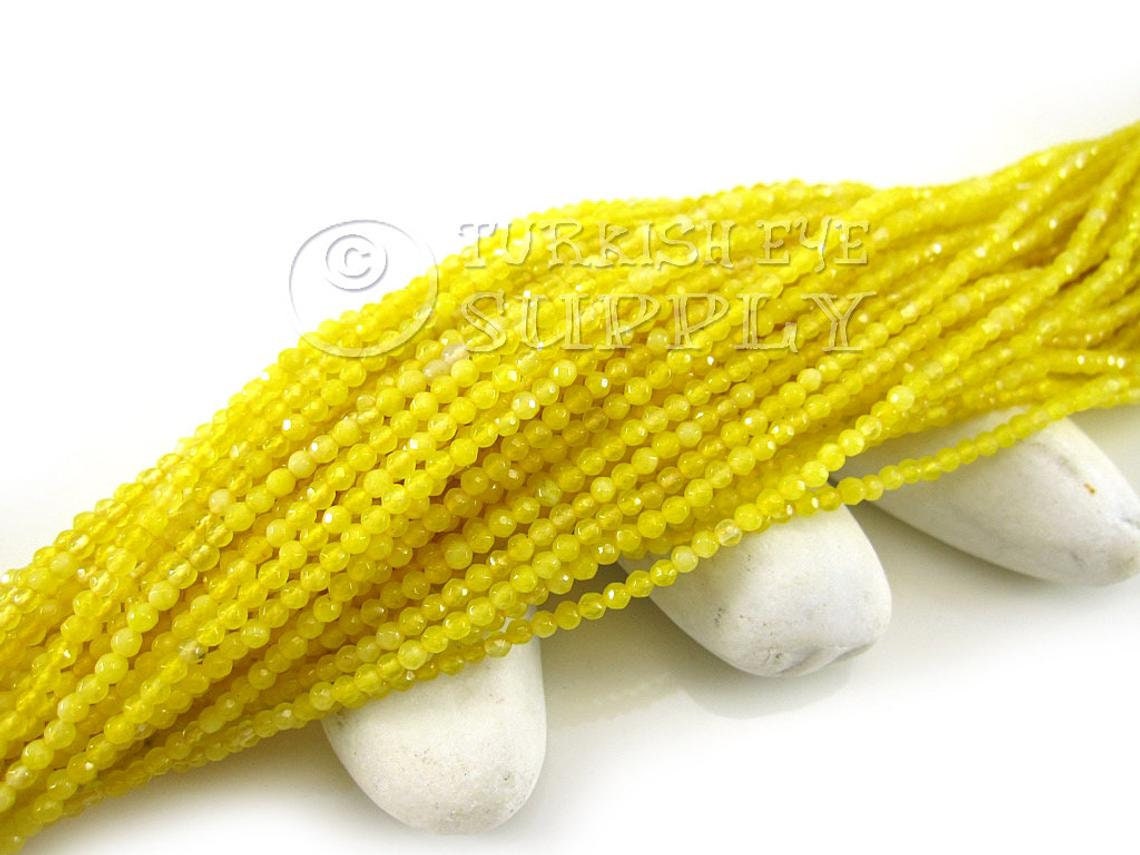 Yellow Gemstone Beads 3mm Round Faceted Beads Jade Bead Etsy UK