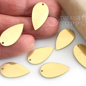 Brass Drop Charm, Brass Teardrop Earring Charms, Teardrop Blanks, Raw Brass Findings 12pc
