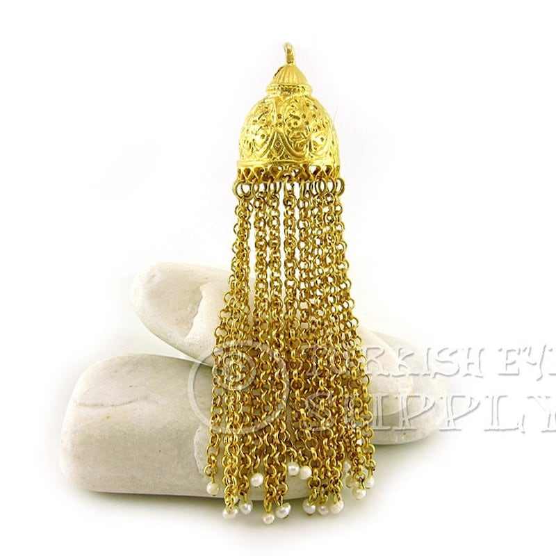 Stylish Gold-Plated Pearl Tassels main image 1