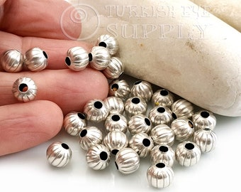 Silver Ball Spacer Beads, Mini Round Beads, Rustic Ball Bead, Silver Spacer Bead Findings, Turkish Jewelry, 8mm Ball Beads, 10pc