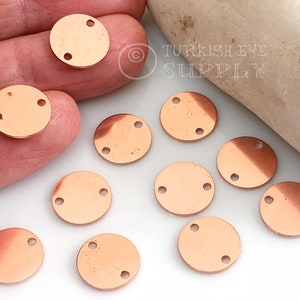 Copper Disc Charms, 12mm, Copper Connector Disc Blanks, Copper Round Charm, Raw Copper Stamping Tags, Copper Earring Findings, 24pc