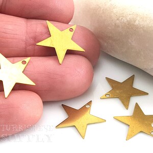 Brass Star Charms, Mini Star Charms, Brass Earring Charms, 16x17mm, Star Pendants Charms, Star Jewelry Findings