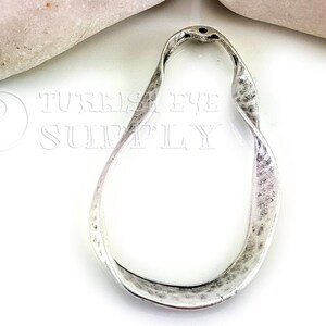 Hammered Large Hoop Pendant, Large Oval Loop Pendant, Silver Hoop Connector, Twisted Silver Loop Pendant, Silver Jewelry image 3