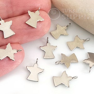 Silver Angel Charms, Mini Angel Charms, Angel Necklace Charms, 5Pc