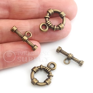 Bronze Toggle Clasps, Large Tribal Bronze Clasp, T Bar Clasp, Necklace Clasp, Clasp Findings, Bronze Jewelry, 2 Sets