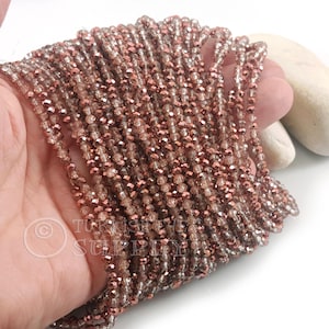 3mm Transparent Beige Copper AB Crystal Beads, Faceted Crystal Rondelle Spacer Bead Strands