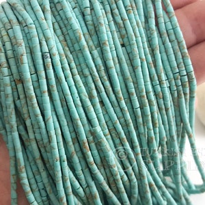 Afghan Beads, Turquoise Matrix Seed Beads, Heishi Strands, Howlite Beads, Semiprecious Gemstone Beads, Loose Beads 2mm
