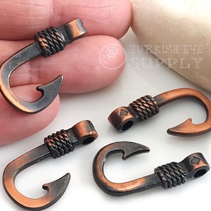 Kupfer Fisch Haken Charms, Armband Haken Verschluss Zubehör, 5tlg
