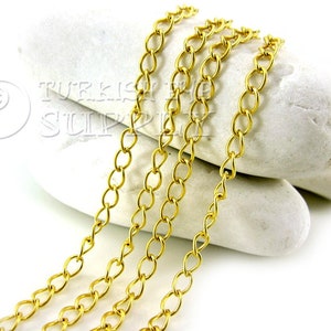 Oval Twisted Link Chain, 4x5mm Oval Chain, 22k Gold Plated Chain, Necklace Chain, Oval Gold Chain, Gold Jewelry, 1 Meter-3.3 Feet