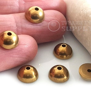Solid Brass Half Ball Beads, Raw Brass Spacer Beads, 10mm Round Brass Beads, Raw Brass Findings, 4pc