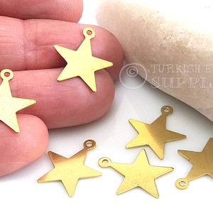 Brass Star Charms, Mini Star Charms, Brass Earring Charms, 16x18mm, Star Pendants Charms, Star Jewelry Findings