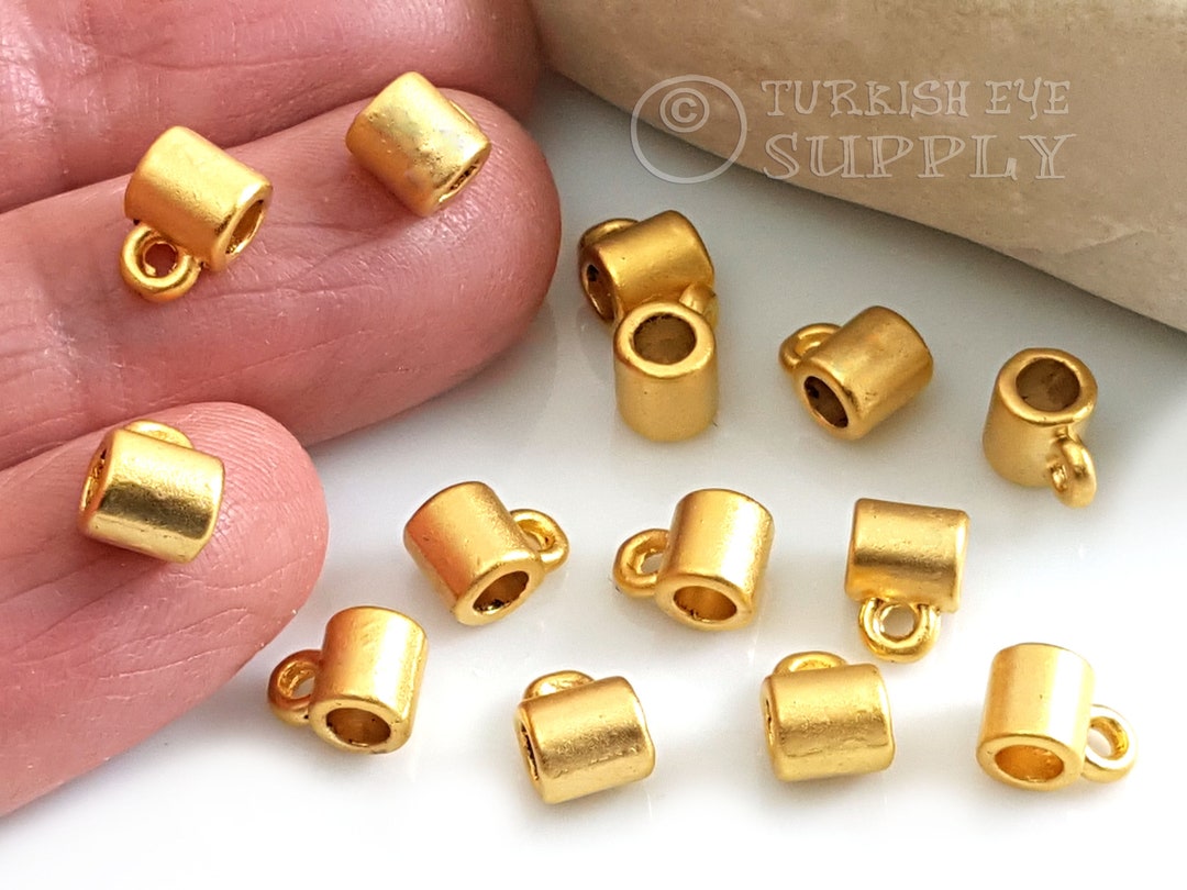 Gold Pendant Bails, Gold Cord Bails, Bohemian Jewelry Bail, Mini Charm