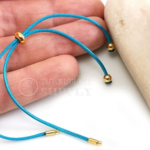 Cord Bracelet Blank, Turquoise Adjustable Bracelet Blank, Sliding Gold Clasp, Friendship Bracelet Blank, Cord Bracelet Connector, 1mm