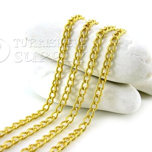 Oval Twisted Link Chain, 22k Gold Plated Chain, Necklace Chain, 4x6mm Oval Chain, Oval Gold Chain, Gold Jewelry, 1 Meter-3.3 Feet