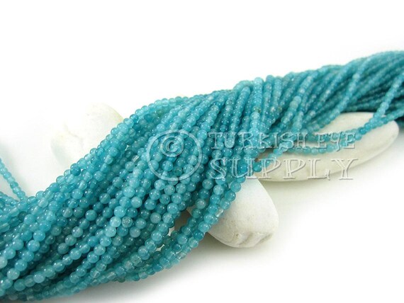 Perline Rotonde Di Pietra Preziosa Acquamarina Naturale Blu