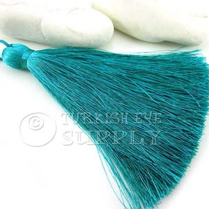 Teal Large Thick Thread Tassel, Hand Made Tassel, Silk Thread Tassel, Bookmark Tassel, Mala Tassel, 1 pc, CC443