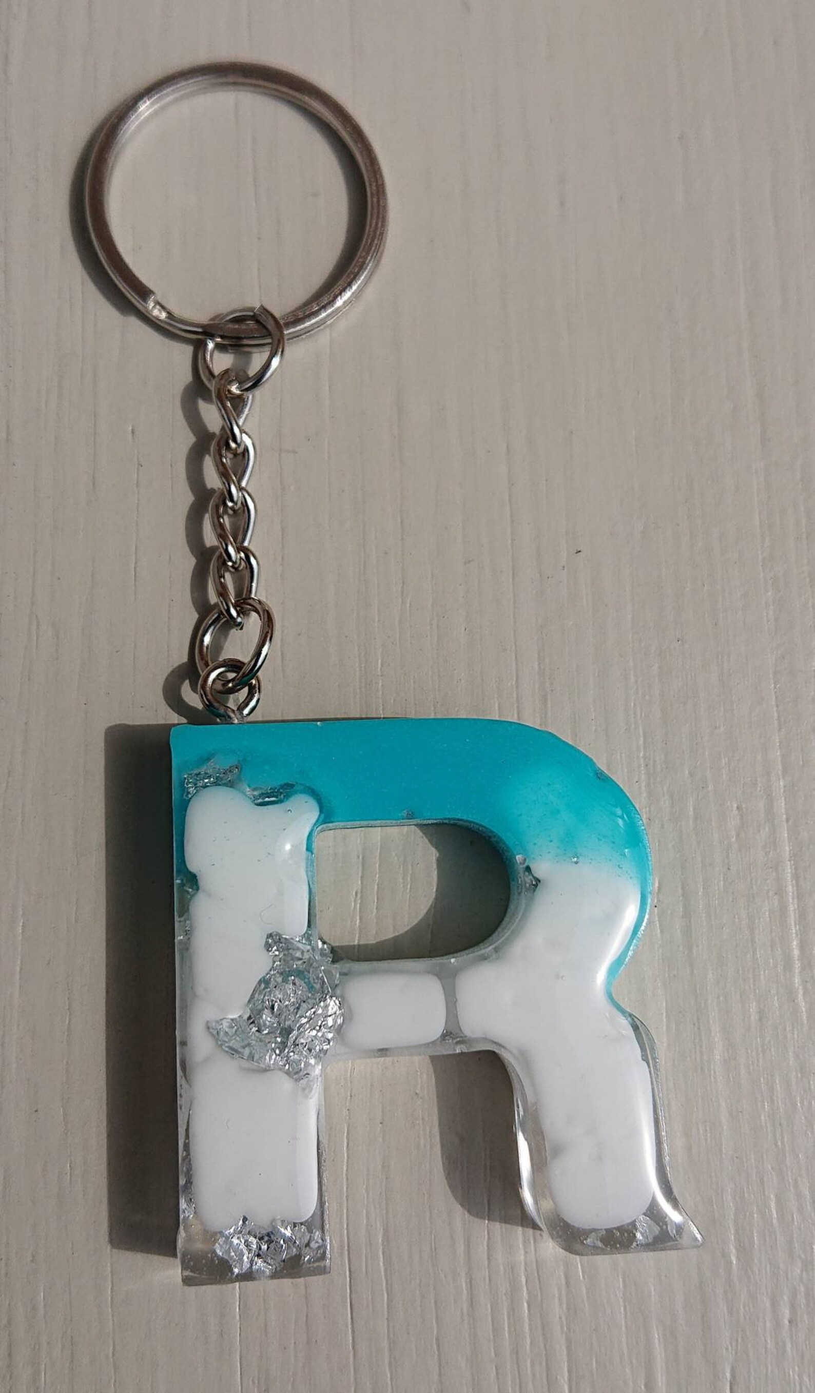Letter R keyring Blue White Accessories Keyring Etsy