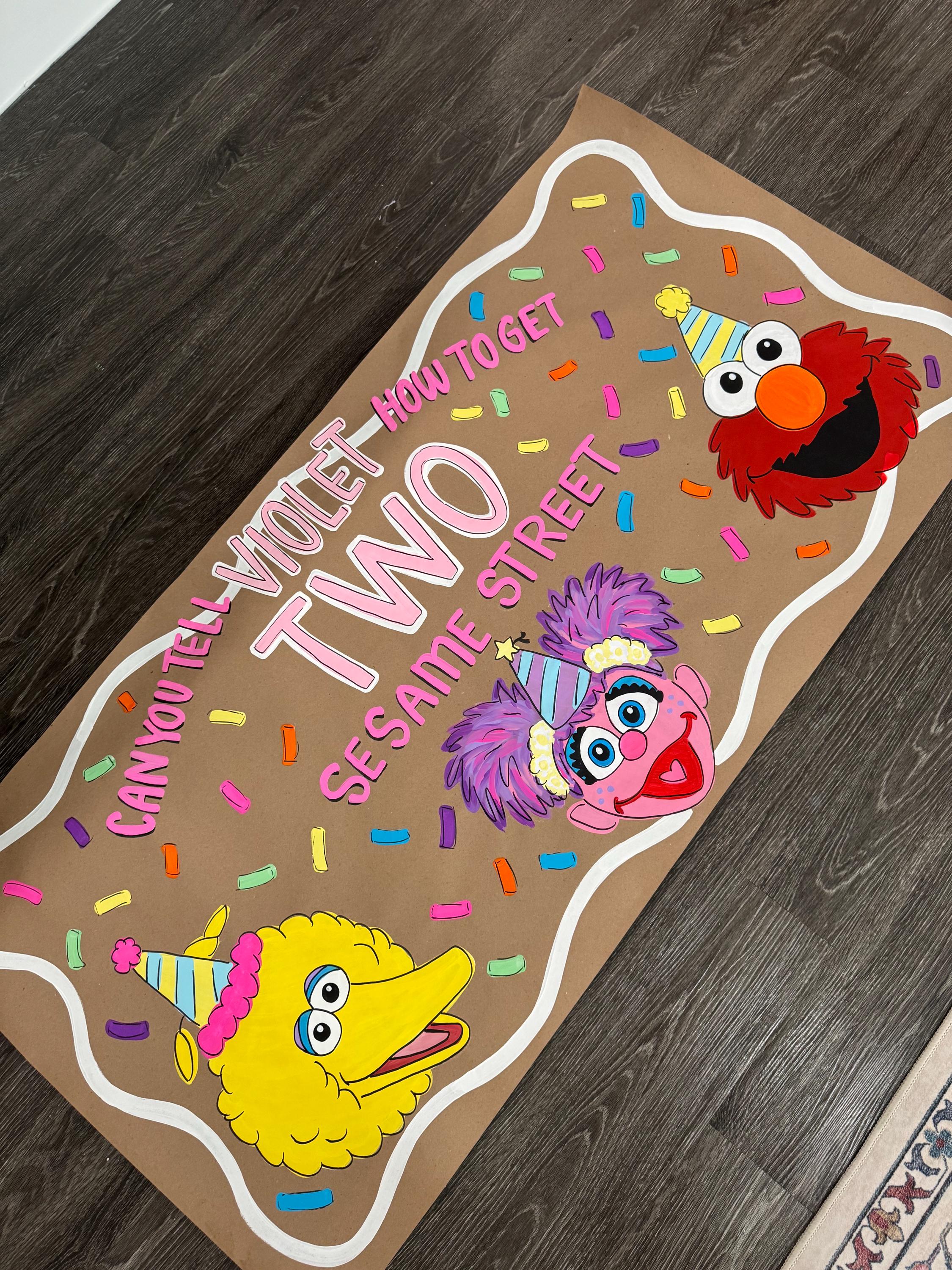 Custom Hand-painted Sesame Street Party Banner Elmo Birthday Abby