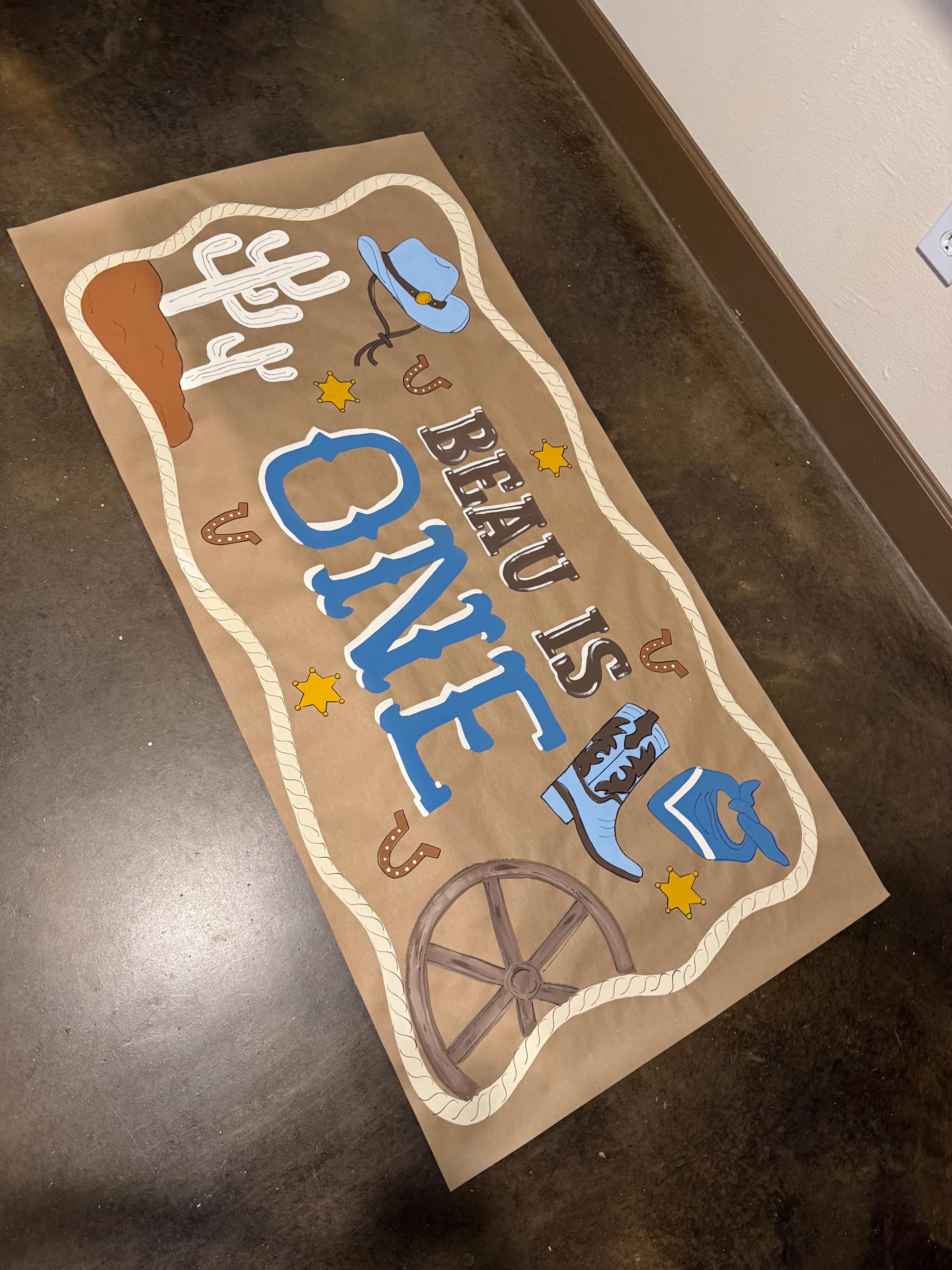 Custom Hand-painted Birthday Party Banner My First Rodeo First Birthday ...