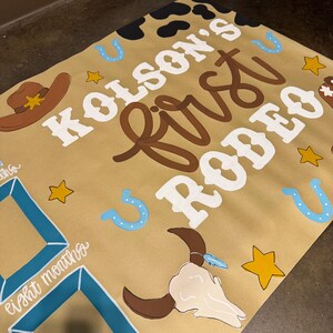 First Year Rodeo Frame Custom Hand-painted Birthday Party Banner My First Rodeo First Birthday ...