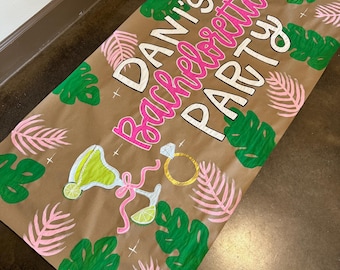 Custom Hand-Painted Party Banner, Bachelorette banner, Margaritas and Matrimony,Bach sign, Kraft paper banner, Backdrop, Margs and matrimony