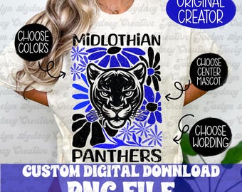 Custom retro floral mascot, vintage, teacher, custom school png, groovy floral, abstract flower, png, sports team, school spirit