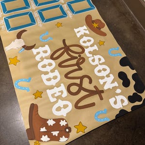 First Year Rodeo Frame Custom Hand-painted Birthday Party Banner My First Rodeo First Birthday ...