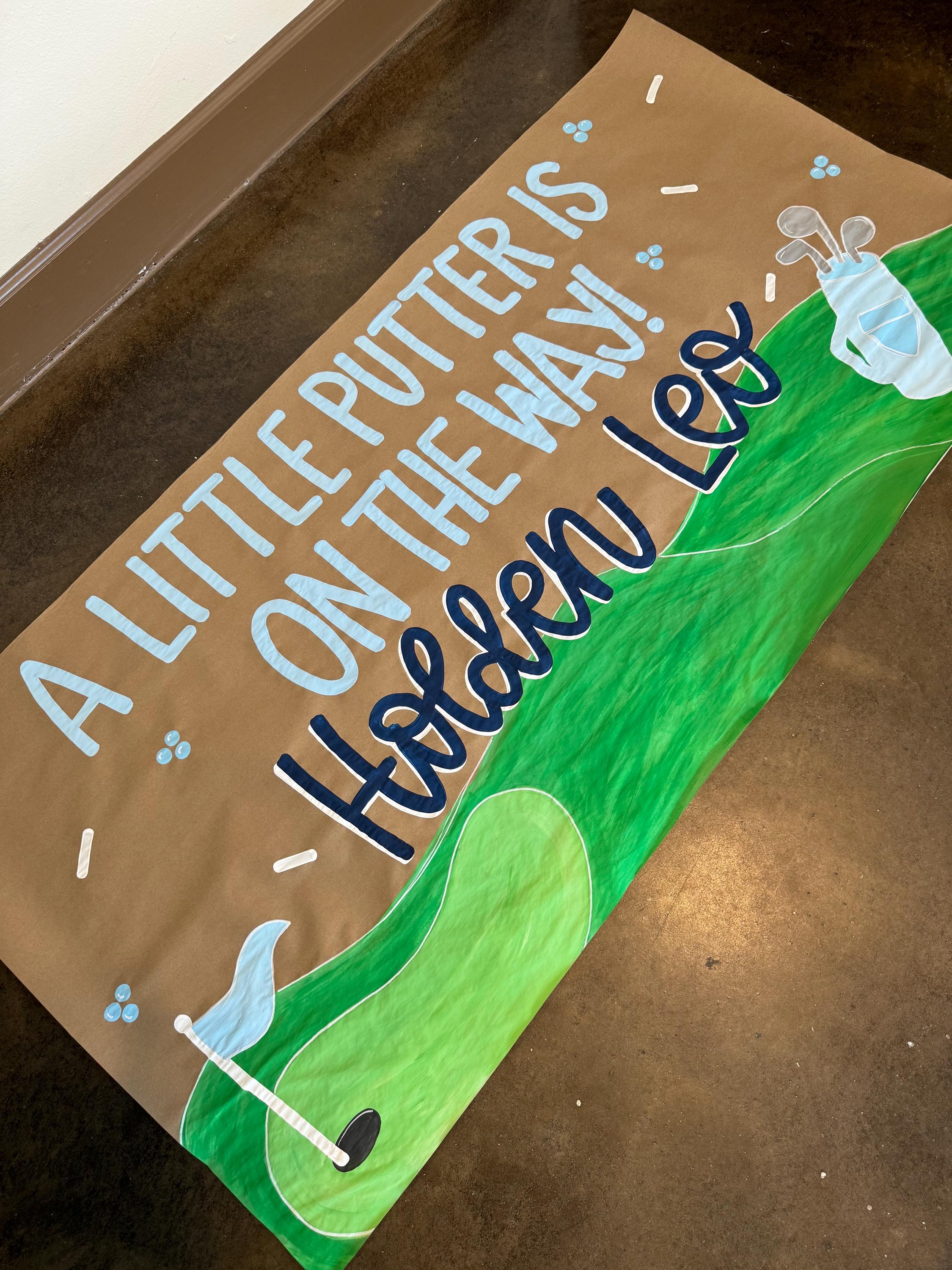 Custom Hand-Painted Party Banner, Golf baby shower, Baby shower banner, Kraft paper banner, Backdrop, Party sign