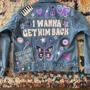Giacca in denim Olivia Rodrigo personalizzata dipinta a mano