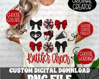 Custom coquette Bows PNG, Cheer Bows, Trendy Bows, cheer png, custom mascot, cheer spirit, aesthetic png